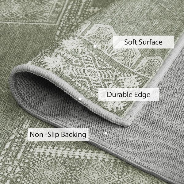 global sourcing nicetown sage green rug 2x3 rugs entryway small rug washable christmas rug thin geometric area rug with rubber backing - 2x3 boho non-slip foyer carpet for kitchen laundry bathroom bedroom, sage green oem/odm services