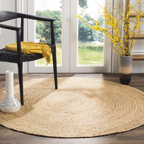 manufacturer direct safavieh natural fiber collection area rug - 4' round, natural & natural, handmade boho braided jute, ideal for high traffic areas in living room, bedroom (nf801n) trade price