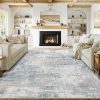 manufacturer direct 6x9 washable area rug blue cream abstract modern living room bedroom large throw rug non slip soft thin simple indoor floor carpet for dining room office entryway kitchen nursery decor trade price