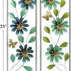 factory direct deco 79 metal floral home wall decor wall sculpture with silver frame, set of 2 wall art 12" x 2" x 35", green volume discount
