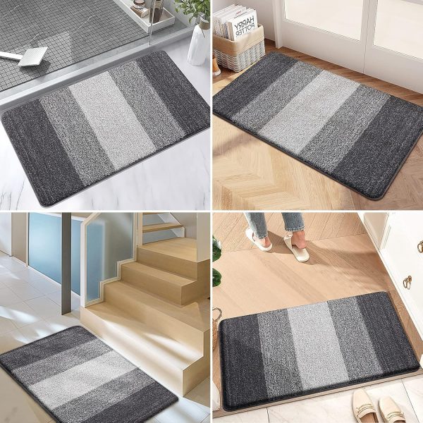 global sourcing kitinjoy indoor door mat, 32x20 non-slip absorbent dirt trapper entrance mat, low-profile washable inside floor mat, sturdy soft entry doormats for entryway, grey oem/odm services