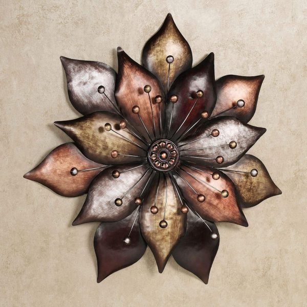 factory direct touch of class arris layered floret wall art - metal - multi metallic - copper, bronze, gold, silver - striking blossom decor for bedroom, living room, dining room, entryway, foyer volume discount