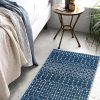 global sourcing lahome moroccan indoor rugs for entryway - 2x3 area rug non-slip backing washable inside door mats low-profile throw soft rugs for bathroom, geometric print distressed blue rug for kitchen bedside oem/odm services
