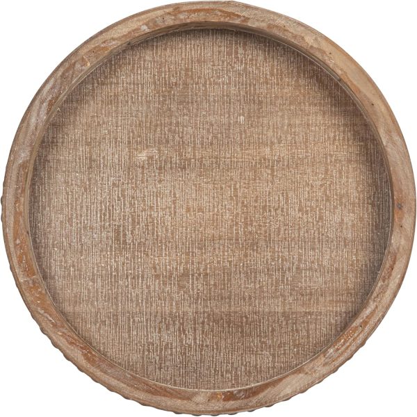 wholesale direct whitewashed round decorative wood tray bulk purchase at factory prices