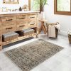 global sourcing 2x3 washable area rug brown vintage distressed entryway kitchen non slip low pile throw rug living room bedroom indoor doormat small soft carpet for entrance dining room bathroom oem/odm services