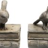supplier direct mygift vintage white resin decorative bookends for heavy books with bird and book design, 1 pair wholesale prices