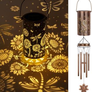 producer to buyer yhmall solar wind chimes for outside, sunflower and dragonfly memorial wind chimes, hanging lights lantern windchimes outdoors sunflower gifts for women men grandma mom garden decor discounted pricing