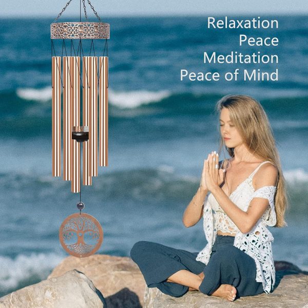 producer to buyer bvgy 38.2 inch large aluminum deep tone wind chimes - outdoor sympathy memorial gifts - garden patio yard decor - gold aluminum finish discounted pricing