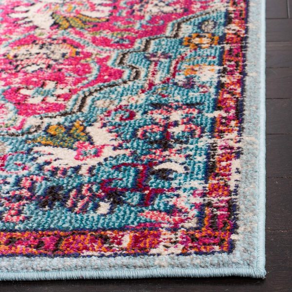 manufacturer direct safavieh madison collection area rug - 8' x 10', fuchsia & teal, boho chic medallion distressed design, non-shedding & easy care, ideal for high traffic areas in living room, bedroom (mad447r) trade price