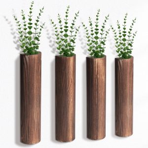 bulk purchase 4 pack wood wall planter with artificial eucalyptus, modern wall decor for living room bedroom bathroom entryway, farmhouse boho wall vases for dried flowers and faux plants trade price