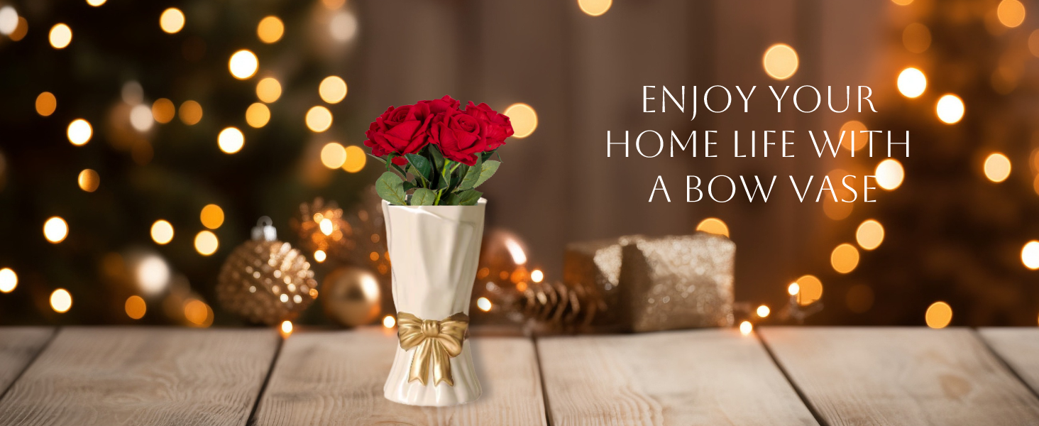oem/odm services bow vase, white flower vase for home decor, white ceramic vase for boho style, 9.3 inch large vase for ideal shelf decor/table/living room. (glazed exterior and interior) affordable bulk deals