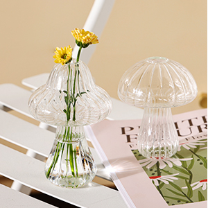 oem/odm services fixwal 2pcs clear mushroom shaped flower vase, glass vase for flowers transparent plant containers flower arrangement, hydroponic container for wedding garden decoration affordable bulk deals
