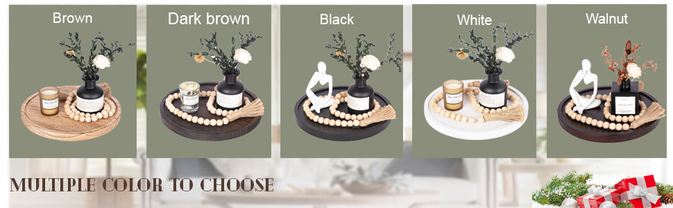 wholesale direct wood lazy susan organizer kitchen turntable for cabinet farmhouse bathroom decor round decorative tray for vanity, counter, sink, coffee table, 10 inch, brown bulk purchase at factory prices