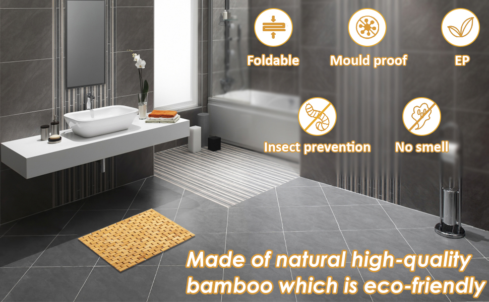 manufacturer direct bamboo bath mat with anti slip pads,23.6x15.8 inches bathroom shower and bathtub floor mats,non slip water proof mat,indoor outdoor use for kitchen bedroom bathroom toilet pet mat floor rug trade price