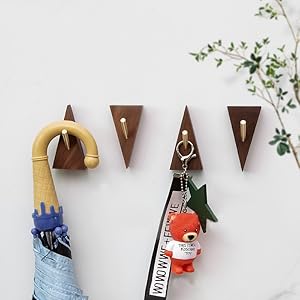 competitive pricing wall hooks decorative wooden coat hooks 2.95in height, small walnut wood and golden metal hooks for hanging hats towels robe clothes keys bags, adhesive or wall mounted, 4 pcs one-stop wholesale