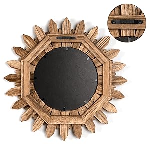 bulk purchase honiway wall mirror decorative 12 inch rustic wood mirror sunburst boho mirror for entryway bedroom living room bathroom house warming gifts new home essential carbonized black trade price