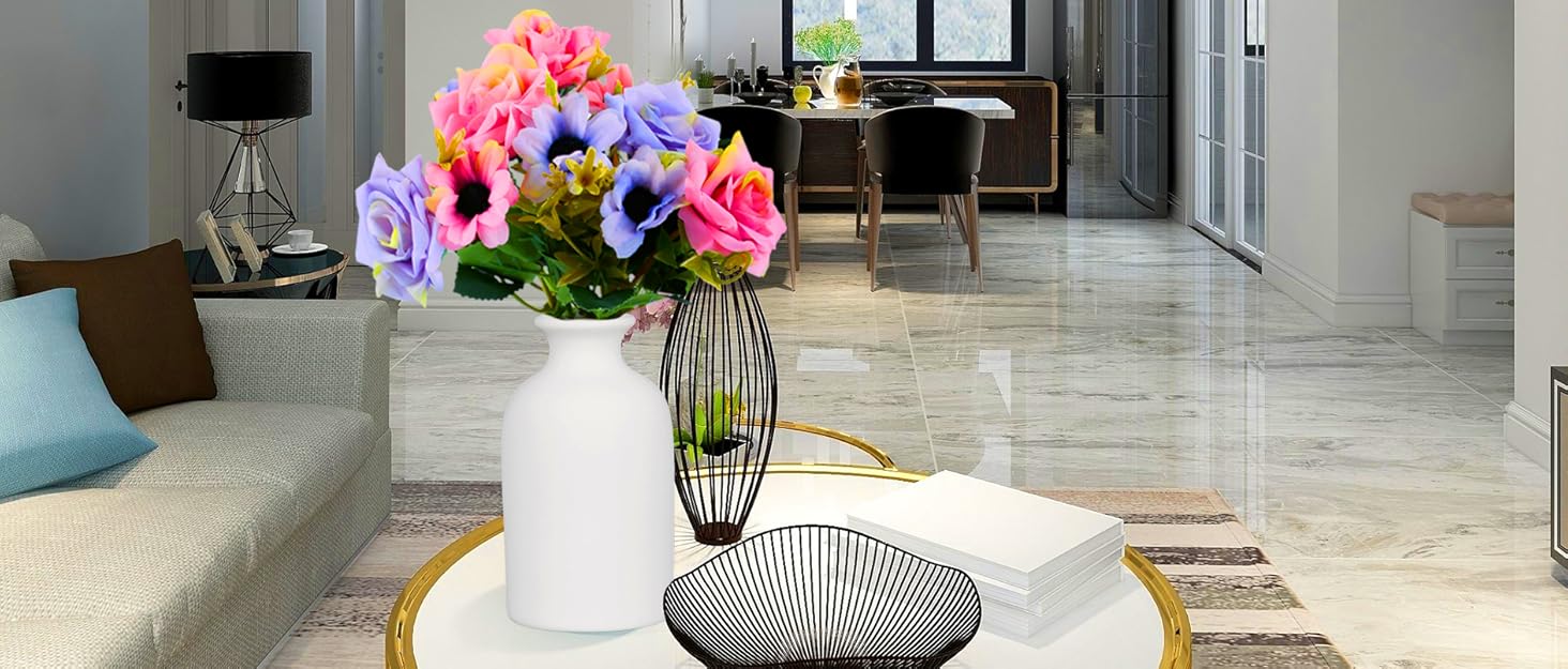 oem/odm services ceramic white small vase, dry flower vases minimalism style for modern table shelf home decor, fit for fireplace bedroom kitchen living room centerpieces office desk gift (white, small) affordable bulk deals