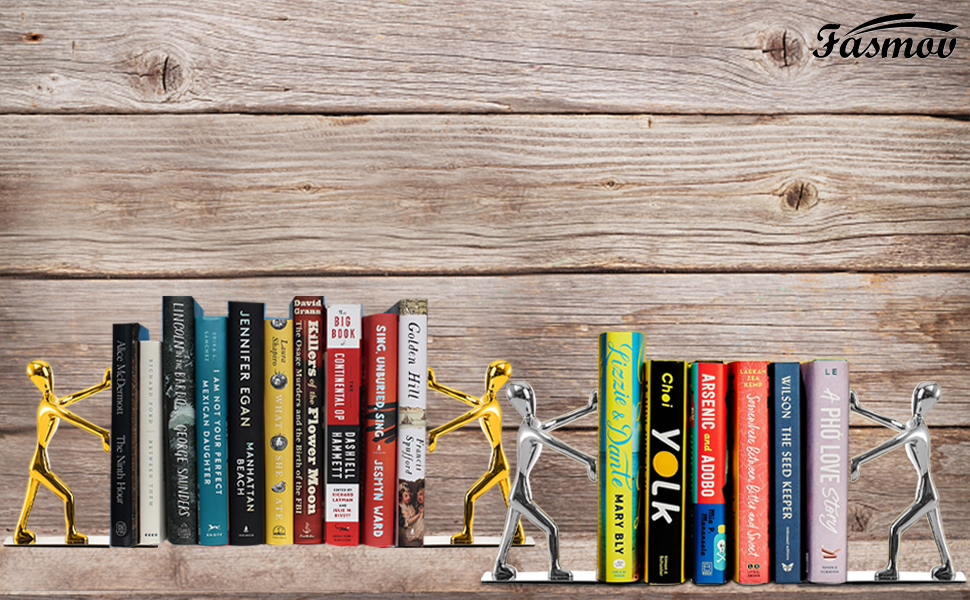 supplier direct fasmov heavy duty stainless steel man bookends nonskid bookends art bookend,1 pair(silver) wholesale prices