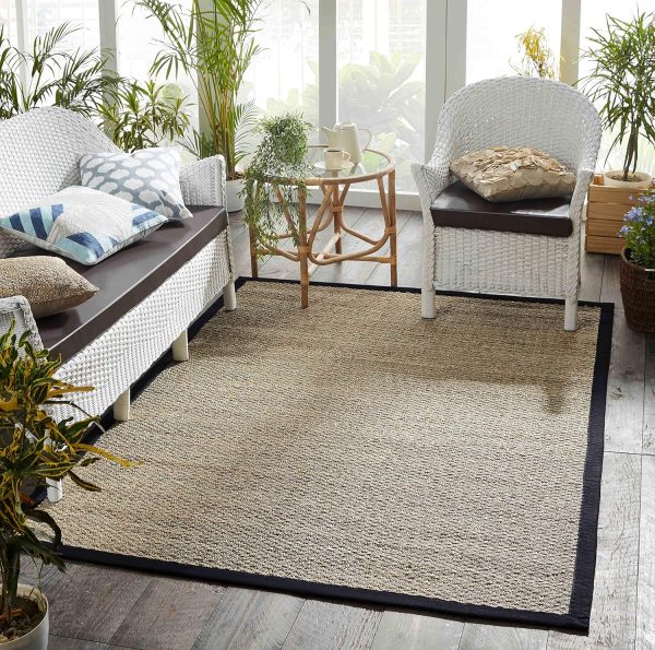 manufacturer direct chesapeake seagrass area rug with black border (5'x7') trade price