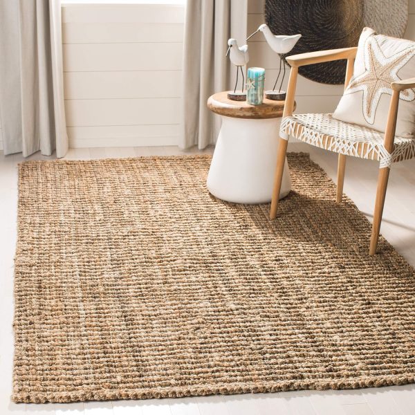 manufacturer direct safavieh natural fiber collection area rug - 6' x 9', natural, handmade chunky textured jute 0.75-inch thick, ideal for high traffic areas in living room, bedroom (nf447a) trade price