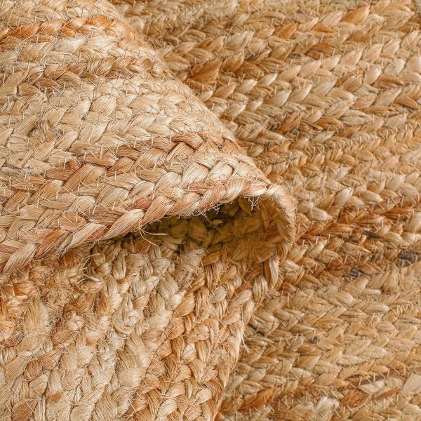 manufacturer direct hausattire hand woven jute braided rug, 2'x3' – natural, reversible boho entry area rugs for kitchen, living room i farmhouse indoor outdoor decorative floor rug, 24x36 inches trade price