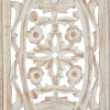bulk purchase deco 79 mango wood floral handmade home wall decor intricately carved arabesque wall sculpture, wall art 12" x 1" x 36", cream trade price