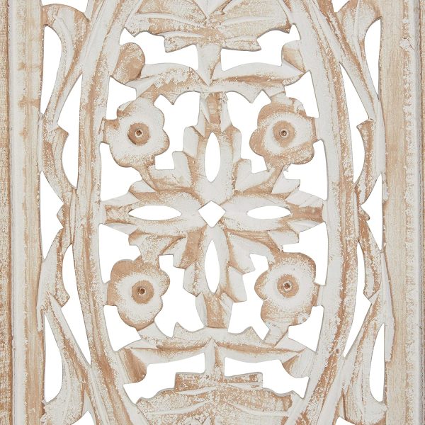 bulk purchase deco 79 mango wood floral handmade home wall decor intricately carved arabesque wall sculpture, wall art 12" x 1" x 36", cream trade price