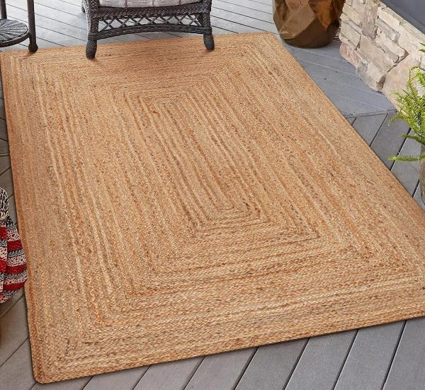 manufacturer direct homidate jute braided rug 4x6 ft, tightly braided chindi and jute rug, reversible,durable,sustainable rug pad, shag rugs for bedroom, floor rug, bedroom rugs, jute kitchen rug-48x72 natural trade price