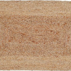 manufacturer direct jute braided natural rug 2’x3' -natural linen colour, hand woven & reversible for living room kitchen entryway rug, jute burlap braided rag rug 24x36 inch, farmhouse rag rug, rustic rug trade price