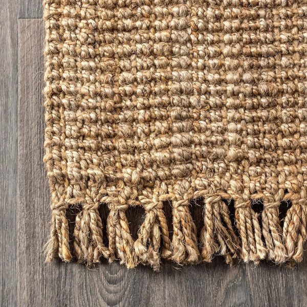 manufacturer direct jonathan y nrf103a-5 para hand woven chunky jute with fringe area-rug, bohemian, for bedroom, kitchen, living room,5 x 8,natural trade price