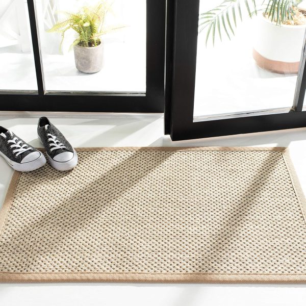 manufacturer direct safavieh natural fiber collection area rug - 8' x 10', marble & linen, border sisal design, easy care, ideal for high traffic areas in living room, bedroom (nf143b) trade price