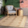 manufacturer direct nuloom 4x6 outdoor/indoor ranya tribal area rug, light brown, geometric design, stain resistant, highly durable, for patio, balcony, bedroom, dining room, living room, bathroom trade price
