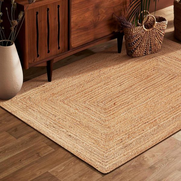 manufacturer direct homidate jute braided rug 4x6 ft, tightly braided chindi and jute rug, reversible,durable,sustainable rug pad, shag rugs for bedroom, floor rug, bedroom rugs, jute kitchen rug-48x72 natural trade price