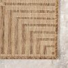 manufacturer direct nuloom 5' x 8' outdoor area rug, casual design with striped border, stain resistant, highly durable, for patio, balcony, bedroom, living room, dining room, bathroom, light brown trade price