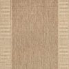 manufacturer direct nuloom 5' x 8' outdoor area rug, casual design with striped border, stain resistant, highly durable, for patio, balcony, bedroom, living room, dining room, bathroom, light brown trade price