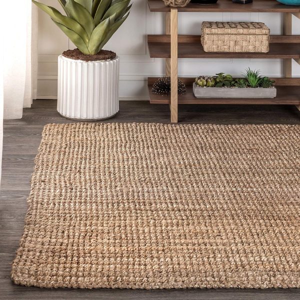 manufacturer direct jonathan y nrf102a-3 pata hand woven chunky jute indoor area -rug bohemian farmhouse easy -cleaning bedroom kitchen living room non shedding, 3 ft x 5 ft, natural color trade price