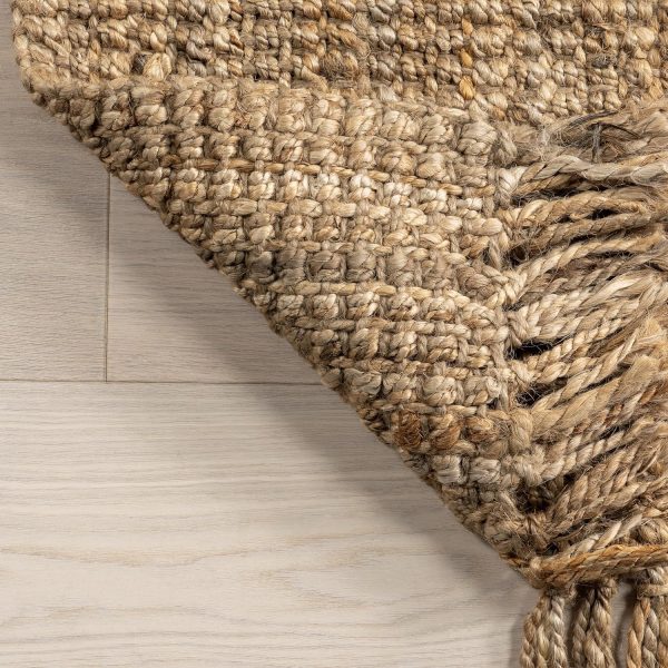 manufacturer direct nuloom 3x5 daniela jute tassel hand woven area rug, natural, solid chunky farmhouse design, natural fiber, for bedroom, dining room, living room, hallway, office, entryway trade price