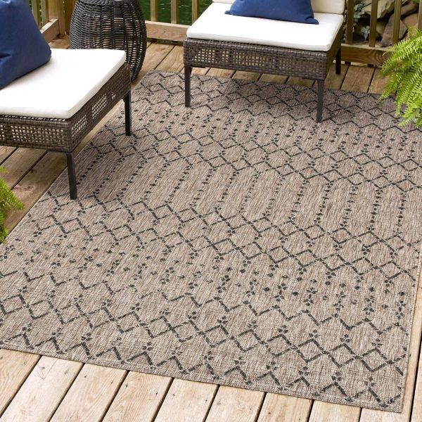 manufacturer direct jonathan y smb108d-5 ourika moroccan geometric textured weave indoor outdoor -area rug, bohemian, rustic, scandinavian easy-cleaning,bedroom,kitchen,backyard,patio,non shedding, natural/black, 5 x 8 trade price
