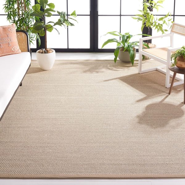manufacturer direct safavieh natural fiber collection area rug - 8' x 10', marble & linen, border sisal design, easy care, ideal for high traffic areas in living room, bedroom (nf143b) trade price