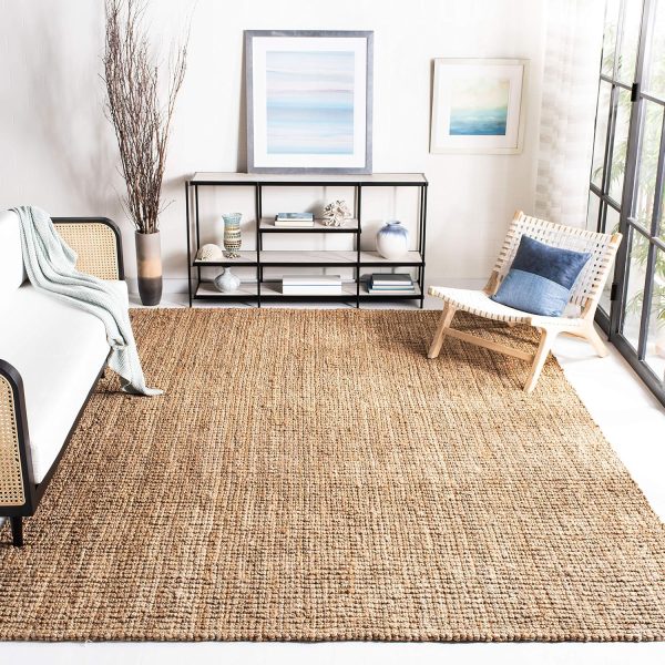 manufacturer direct safavieh natural fiber collection area rug - 6' x 9', natural, handmade chunky textured jute 0.75-inch thick, ideal for high traffic areas in living room, bedroom (nf447a) trade price