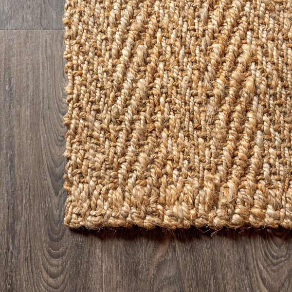 manufacturer direct jonathan y nfr101a-8 espina hand woven herringbone chunky jute indoor area rug bohemian farmhouse easy cleaning bedroom kitchen living room non shedding, 8 x 10, natural color trade price