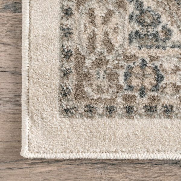 global sourcing nuloom 3x5 becca traditional tiled area rug, beige, faded transitional design, stain resistant, for bedroom, dining room, living room, hallway, office, kitchen, entryway oem/odm services