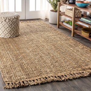 manufacturer direct jonathan y nrf103a-5 para hand woven chunky jute with fringe area-rug, bohemian, for bedroom, kitchen, living room,5 x 8,natural trade price