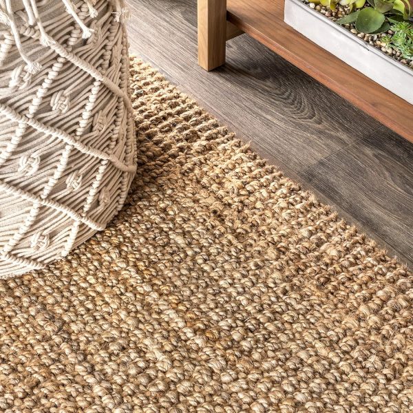 manufacturer direct jonathan y nrf103a-5 para hand woven chunky jute with fringe area-rug, bohemian, for bedroom, kitchen, living room,5 x 8,natural trade price