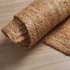 manufacturer direct hausattire hand woven jute braided rug, 2'x3' – natural, reversible boho entry area rugs for kitchen, living room i farmhouse indoor outdoor decorative floor rug, 24x36 inches trade price