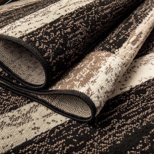 manufacturer direct superior indoor area rug, jute backed, modern geometric patchwork floor decor for bedroom, office, living room, entryway, hardwood floors, rockwood collection, 3' x 5', chocolate trade price