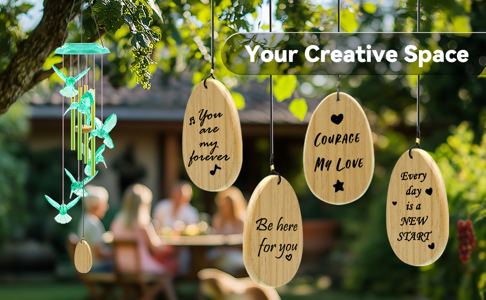 producer to buyer wind chimes,hummingbird solar wind chimes for outside,green gradation aluminum tubes deep tone memorial wind bell for garden/patio mobiles decorative gifts for mom, wife, grandma neighbors(37