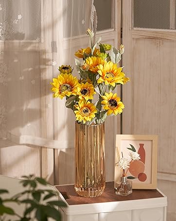 oem/odm services flower vase 7.5 inch green thickened glass vase for bookshelf,dinner table,indoor office desktop,meeting room,bathroom,countertop,home christmas day decoration affordable bulk deals