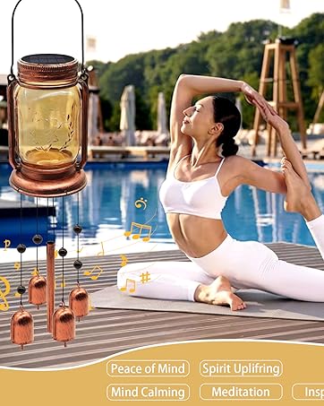 producer to buyer 2 pack solar wind chimes for outside- gifts for mom women grandma,solar mason jar wind chime light unique hanging wind chimes outdoor,ip65 waterproof, yard garden terrace courtyard discounted pricing