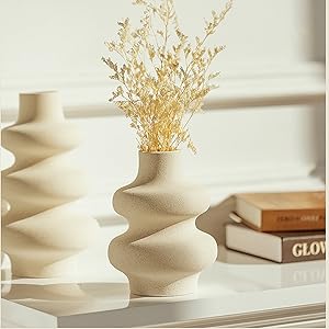 dropship from factory ceramic vases set 2, modern home decor,off white round vases,modern dried flower vases, boho home decor for centerpieces wedding dinner table party living room office bedroom mass production supply